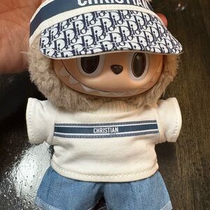 Blue and White 3 piece Labubu clothing set